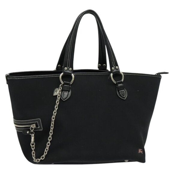 BURBERRY Blue Label Tote Bag Canvas Black Silver Auth - Picture 1 of 16